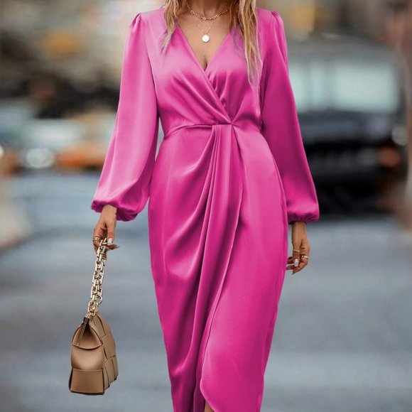 Pink Preppy Womens Satin Dress - Picture 4 of 4